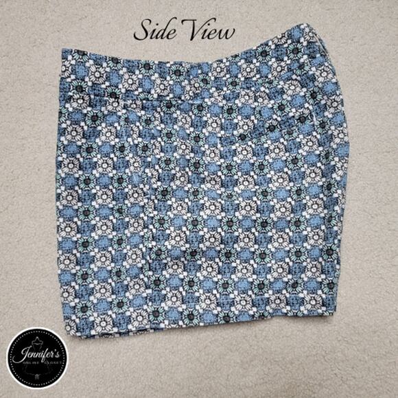 LOFT Women's Blue Teal Brown Floral Linen Blend Shorts Size 8 - Picture 4 of 8
